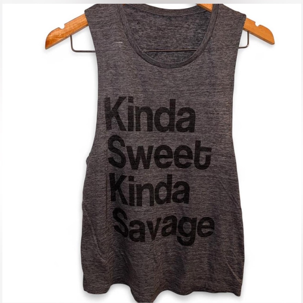 Gray Sleeveless Graphic Top